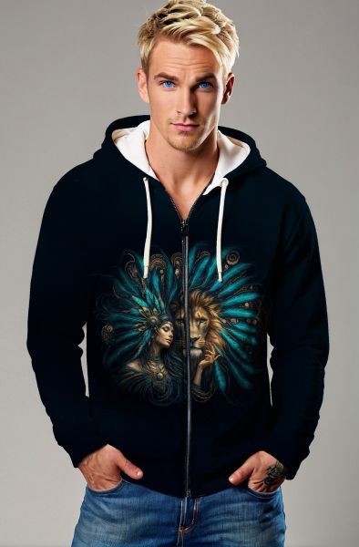 Lionhearted Goddess: The Feathered Majesty Hoodie, Sweatshirt, Zip-Up, T-Shirt-Zip Up Hoodie