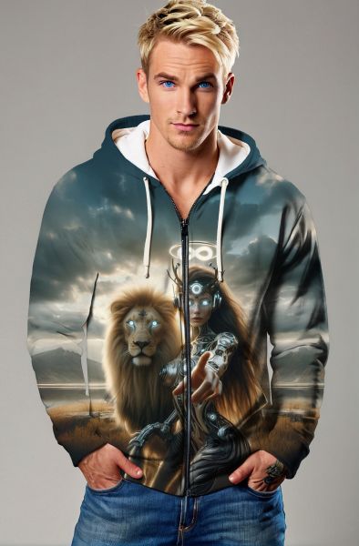 Infinite Majesty: The Cyber Lioness Hoodie, Sweatshirt, Zip-Up, T-Shirt