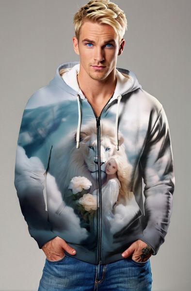 Lionhearted Empress: The Celestial Glory Hoodie, Sweatshirt, Zip-Up, T-Shirt-Zip Up Hoodie