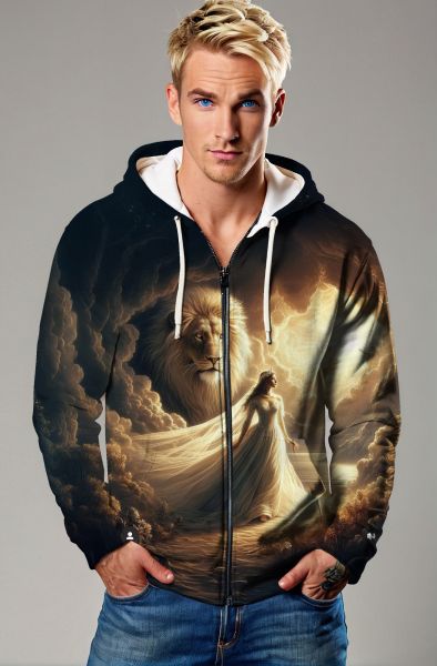 Majestic Roar: The Spirit of the Lioness Hoodie, Sweatshirt, Zip-Up, T-Shirt-Zip Up Hoodie