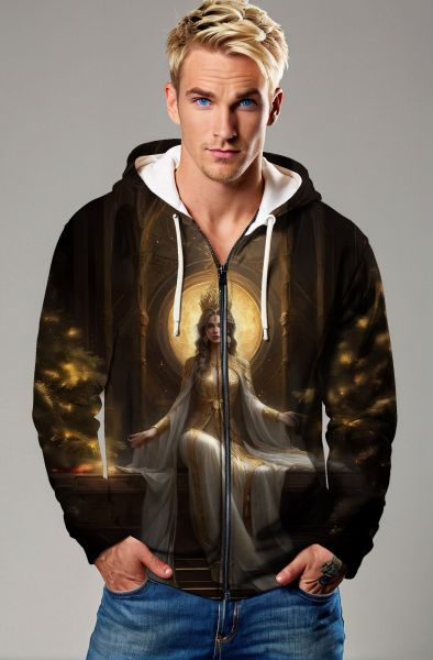 Libra Zodiac Collection: Golden Justice - The Queen of Balance Hoodie, Sweatshirt, Zip-Up, T-Shirt-Zip Up Hoodie