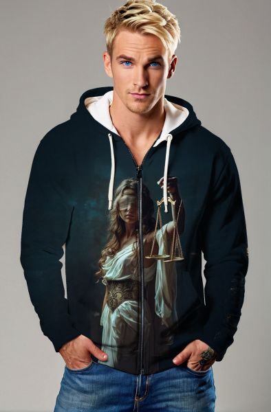 Libra Zodiac Collection: Justice of the Scales - Balance and Power Hoodie, Sweatshirt, Zip-Up, T-Shirt-Zip Up Hoodie