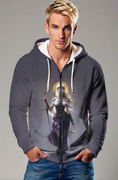 Libra Zodiac Collection: Justice of the Blindfolded Lady - Hoodie, Sweatshirt, Zip-Up, T-Shirt-Zip Up Hoodie