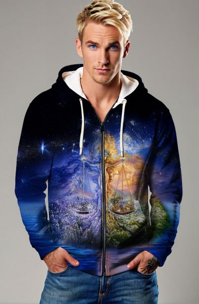Libra Zodiac Collection: Balance of the Elements – Double-Faced Design Hoodie, Sweatshirt, Zip-Up, T-Shirt-Zip Up Hoodie