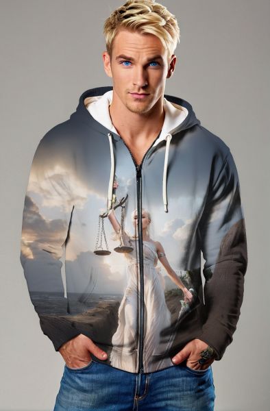 Libra Zodiac Collection: The Divine Scales – Double-Faced Design Hoodie, Sweatshirt, Zip-Up, T-Shirt-Zip Up Hoodie