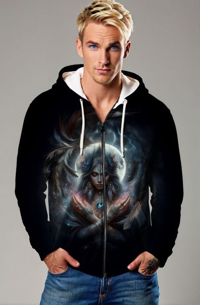 Libra Zodiac Collection: Celestial Harmony – Double-Faced Design Hoodie, Sweatshirt, Zip-Up, T-Shirt-Zip Up Hoodie