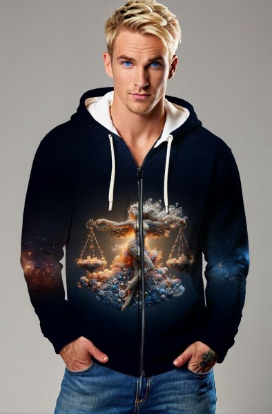 Libra Zodiac Collection: Cosmic Justice - The Guiding Balance-Zip Up Hoodie