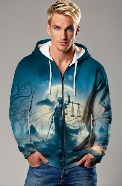 Libra Zodiac Collection: Moonlit Justice - The Winged Scales-Zip Up Hoodie