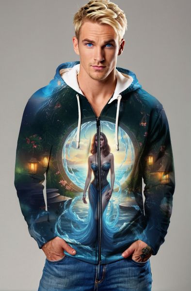 Celestial Ocean: The Water Sorceress Hoodie, Sweatshirt, Zip-Up, T-Shirt-Zip Up Hoodie