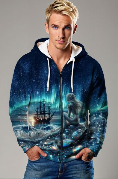 Celestial Serenity: The Pisces Dreamscape Hoodie, Sweatshirt, Zip-Up, T-Shirt-Zip Up Hoodie
