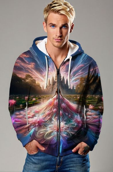 Celestial Pisces: A Dream in the Lotus Garden Hoodie-Zip Up Hoodie