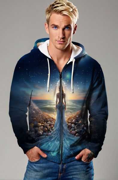 Seas of Stardust: The Pisces Soul Awakens" Hoodie, Sweatshirt, Zip-Up, T-Shirt-Zip Up Hoodie