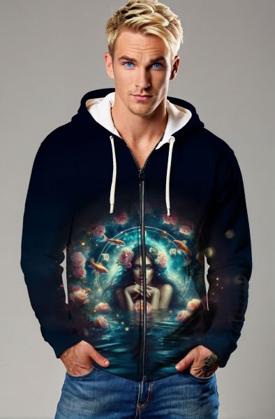 The Enchanted Waters of Pisces: A Magical Journey" Hoodie, Sweatshirt, Zip-Up, T-Shirt-Zip Up Hoodie