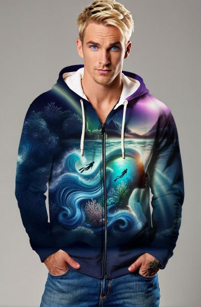 Celestial Waves: The Pisces Dreamscape Hoodie, Sweatshirt, Zip-Up, T-Shirt-Zip Up Hoodie