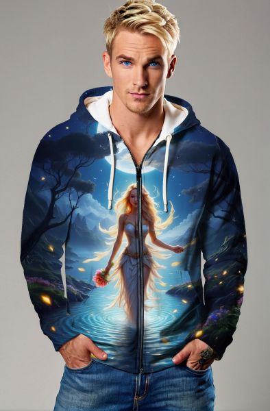 Ocean's Embrace: Pisces' Flowing Serenity Hoodie, Sweatshirt, Zip-Up, T-Shirt-Zip Up Hoodie