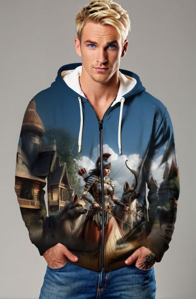 Sagittarius' Celestial Archery: The Moonlit Bow Hoodie, Sweatshirt, Zip-Up, T-Shirt-Zip Up Hoodie