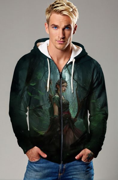 Sagittarius' Mystic Path: The Forest Archer Hoodie, Sweatshirt, Zip-Up, T-Shirt-Zip Up Hoodie