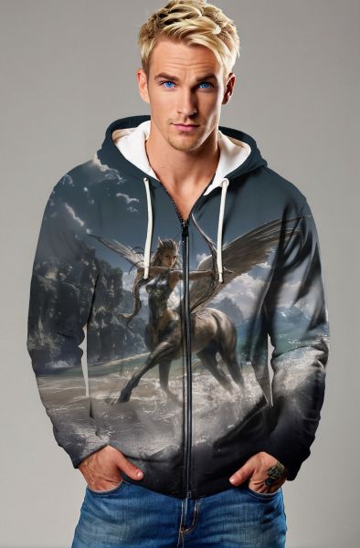 Sagittarius' Celestial Gallop: The Winged Archer Hoodie, Sweatshirt, Zip-Up, T-Shirt