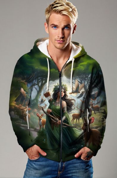 Sagittarius' Celestial Huntress: The Cosmic Pursuit Hoodie, Sweatshirt, Zip-Up, T-Shirt