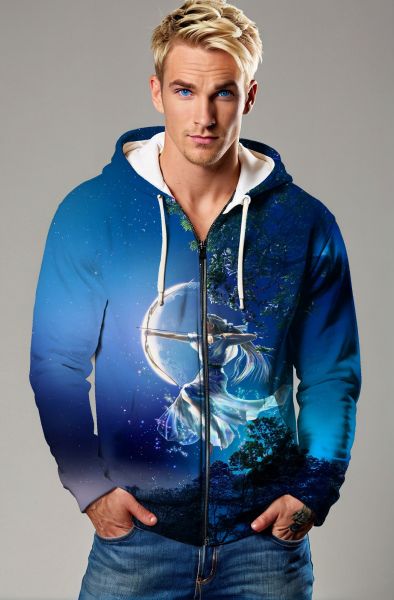 Sagittarius' Cosmic Serenade: The Starry Huntress Hoodie, Sweatshirt, Zip-Up, T-Shirt-Zip Up Hoodie