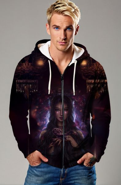 Scorpio Zodiac Collection: Enigmatic Scorpio Queen Design Hoodie, Sweatshirt, Zip-Up, T-Shirt-Zip Up Hoodie