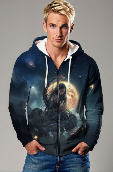 Scorpio Zodiac Collection: Dark Moon Embrace - Mysterious Goddess Hoodie, Sweatshirt, Zip-Up, T-Shirt-Zip Up Hoodie