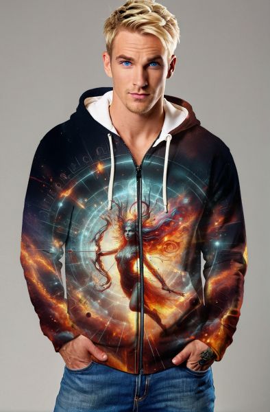 Scorpio Zodiac Collection: Celestial Archer and Starry Cosmos Design Hoodie, Sweatshirt, Zip-Up, T-Shirt-Zip Up Hoodie