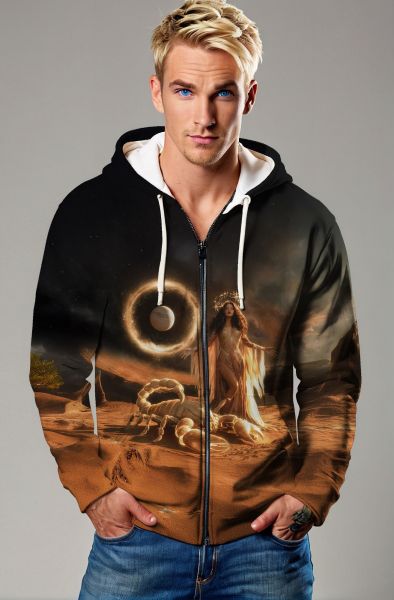 Scorpio Zodiac Collection: Desert Empress and Scorpion Alignment Hoodie, Sweatshirt, Zip-Up, T-Shirt-Zip Up Hoodie