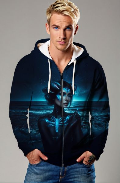 Scorpio Zodiac Collection: Oceanic Scorpio Spirit Hoodie, Sweatshirt, Zip-Up, T-Shirt-Zip Up Hoodie