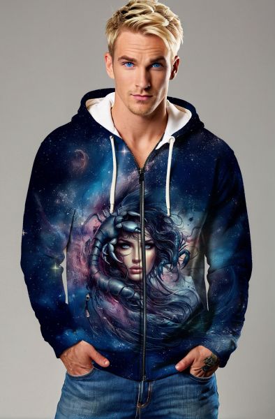 Scorpio Zodiac Collection: Cosmic Scorpio Queen Hoodie, Sweatshirt, Zip-Up, T-Shirt-Zip Up Hoodie