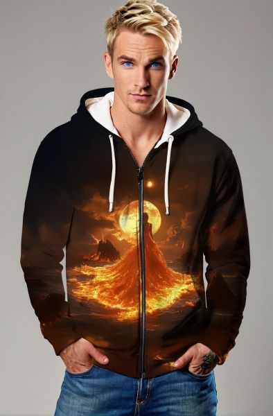 Scorpio Zodiac Collection: Fiery Empress and the Fiery Moon Double-Faced Design Hoodie, Sweatshirt, Zip-Up, T-Shirt-Zip Up Hoodie