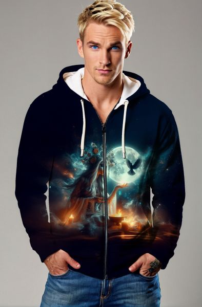 Scorpio Zodiac Collection: The Mystical Scorpio Moon Goddess Double-Faced Design Hoodie, Sweatshirt, Zip-Up, T-Shirt-Zip Up Hoodie
