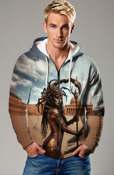 Scorpio Zodiac Collection: The Scorpion Goddess of the Sands Double-Faced Design Hoodie, Sweatshirt, Zip-Up, T-Shirt-Zip Up Hoodie