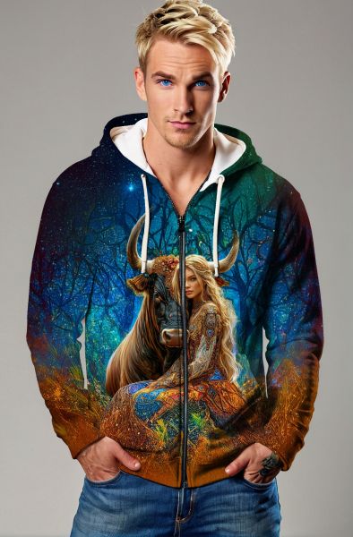 Taurus Zodiac Collection: The Cosmic Guardian of the Forest Hoodie-Zip Up Hoodie