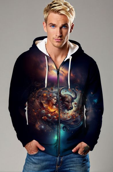 Taurus Zodiac Collection: The Cosmic Keeper Sweatshirt-Zip Up Hoodie