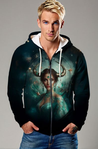 Taurus Zodiac Collection: The Celestial Embrace Sweatshirt-Zip Up Hoodie