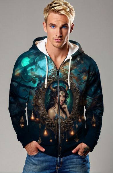 Taurus Zodiac Collection: The Timeless Reflection Zip-Up-Zip Up Hoodie