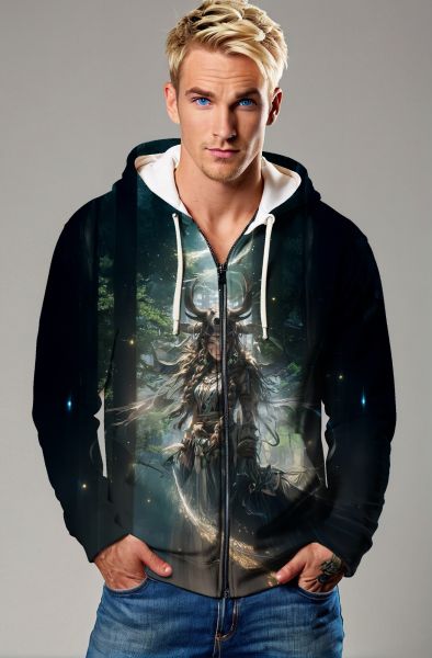 Taurus Zodiac Collection: The Celestial Bull Warrior Zip-Up-Zip Up Hoodie