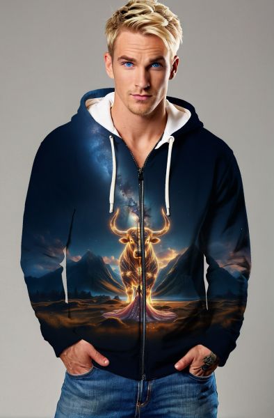Taurus Zodiac Collection: The Cosmic Bull Hoodie, Sweatshirt, Zip-Up, T