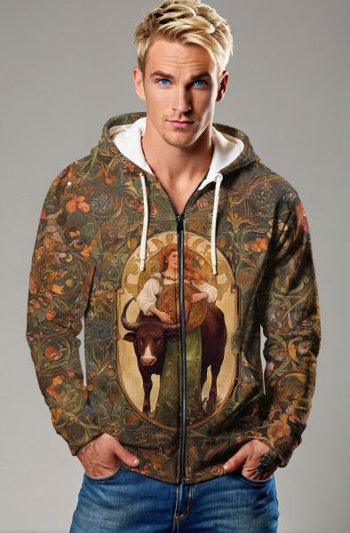 Taurus Zodiac Collection: The Ancient Earthkeeper Hoodie, Sweatshirt, Zip-Up, T-Shirt-Zip Up Hoodie