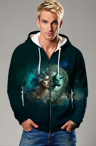 Taurus Zodiac Collection: The Lunar Beauty Hoodie, Sweatshirt, Zip-Up, T-Shirt-Zip Up Hoodie