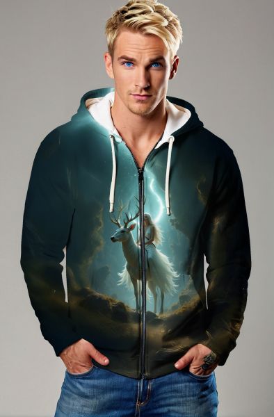 Virgo Zodiac Collection: The Moonlit Rider Hoodie, Sweatshirt, Zip-Up, T-Shirt-Zip Up Hoodie