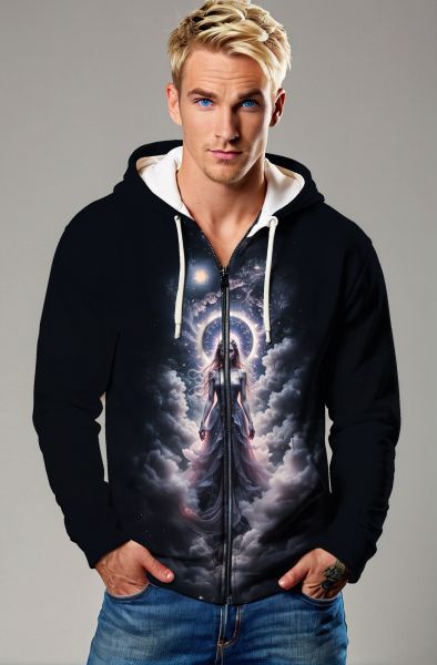 Virgo Zodiac Collection: The Ethereal Guardian Hoodie, Sweatshirt, Zip-Up, T-Shirt-Zip Up Hoodie