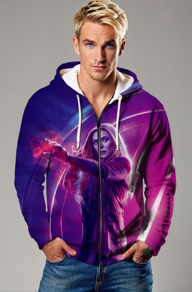 Purple Scarlet Witch Avengers Zip‑Up Hoodie
