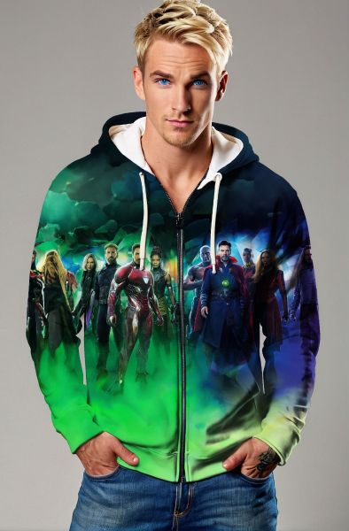 Green Avengers Team Zip‑Up Hoodie