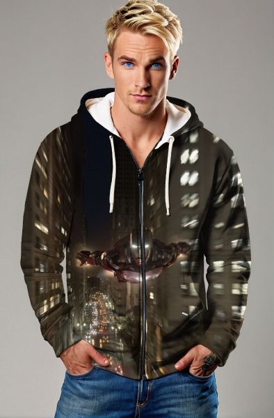 Iron Man Urban Flight Zip‑Up Hoodie – Sleek Black Hero Design