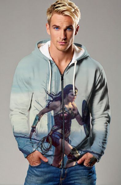 Light Blue-Grey Zip Hoodie – Dynamic Goddess on the Move