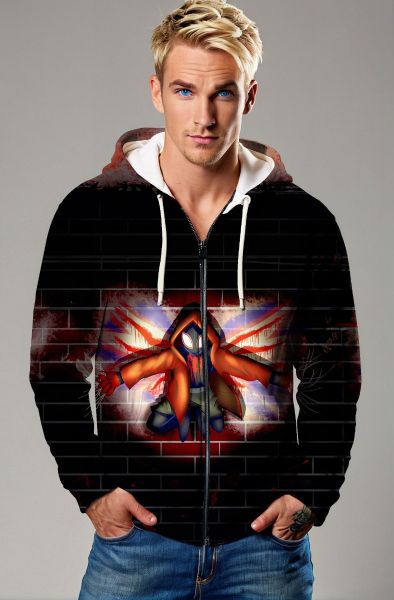 Black Graffiti Zip Hoodie – Miles Morales Street Wall Breakthrough