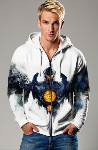 Reactor Force Zip Hoodie – White & Navy Burst Edition