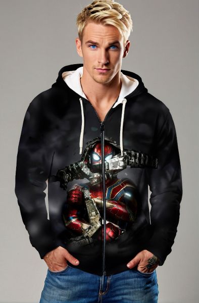 Spider Arsenal Zip Hoodie – Black Combat Hero Full-Zip Jacket